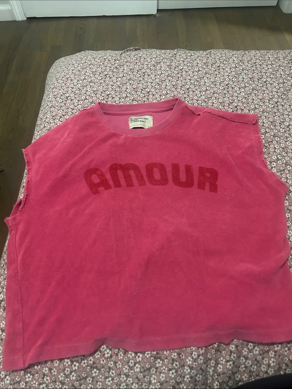 Piupiuchick size 8 Girls Pink 'Amour' Sleeveless terry Top